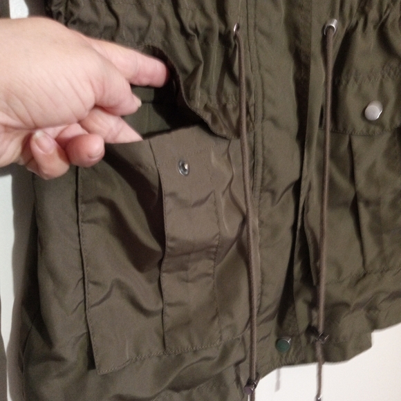 Merona olive green utility jacket with jersey lining and hood - Picture 3 of 13